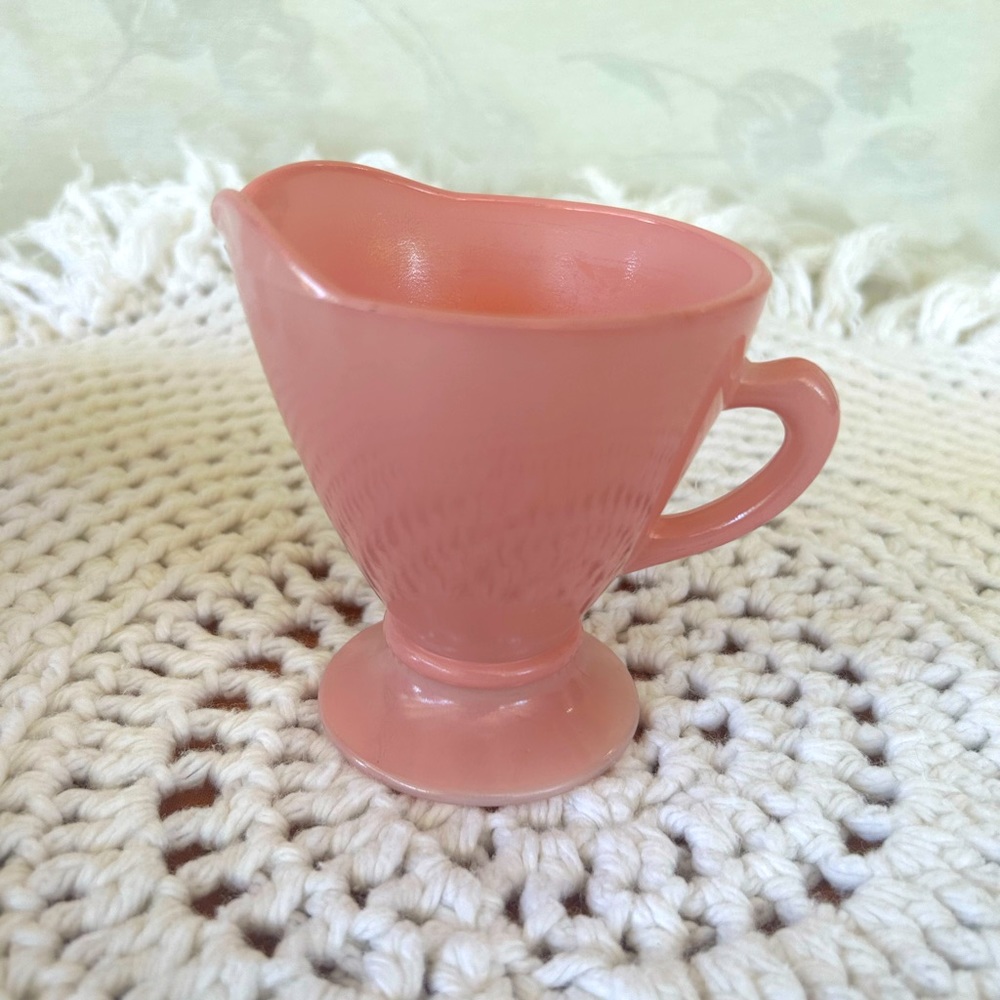 Vintage Hazel Atlas Ovite Pink Milk Glass Creamer
